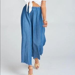 Show Me Your Mumu Chambray Explorer Pant Raw Hem
